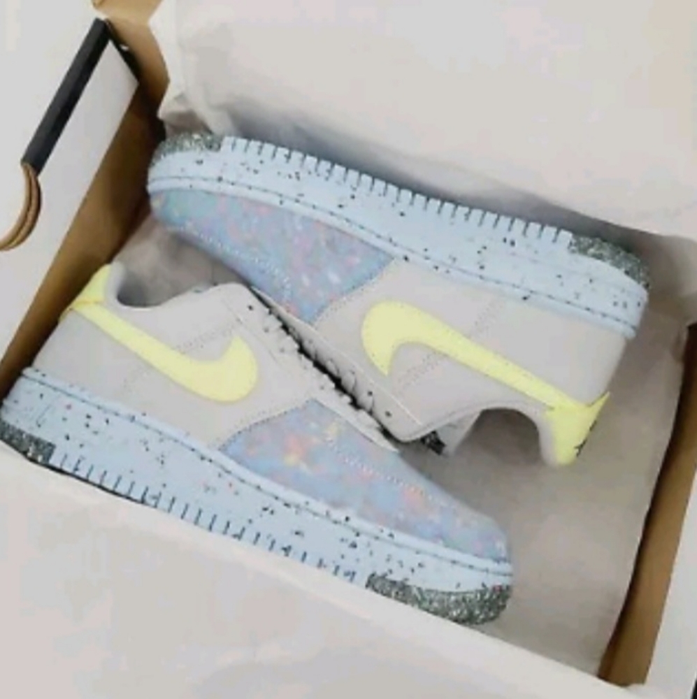 NIKE Air Force 1 Crater Pure Platinum Blue CT1986-001 Women's 5.5 Youth 4Y- NWT